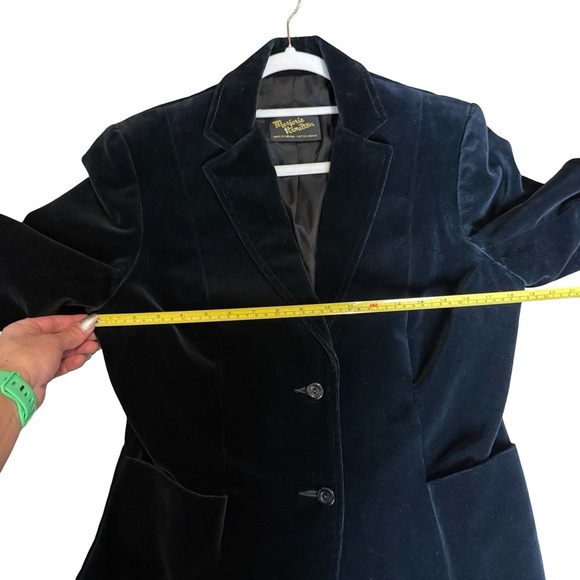 Vintage Marjorie Taylor Black Velvet Blazer Size 12 Holiday Retro 90s Evening - Picture 10 of 15